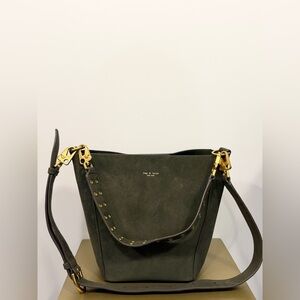 Rag & Bone Forest Green Suede Shoulder Bag with Gold Hardware